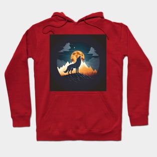 wolf in front of a golden moon Hoodie